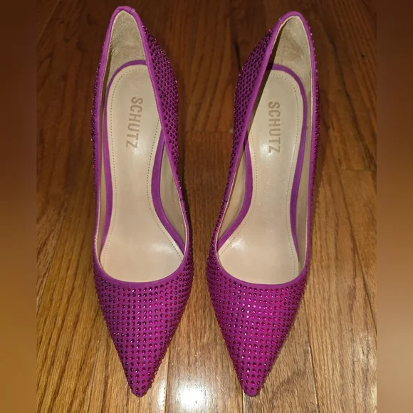 NWT Schutz Lou Crystal Violet Pumps Size 8 - Picture 2 of 6